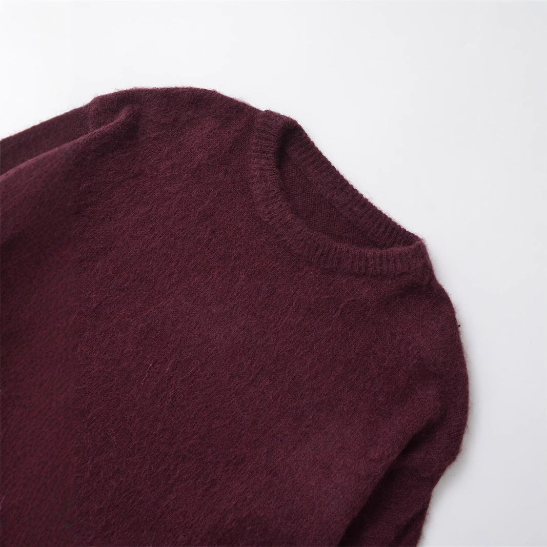 Damen Grobstrickpullover mit lässigem Schnitt und weitem Rundhalsausschnitt R&B