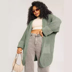 Damen Oversized Strickjacke mit großen Taschen und bequemen Rippenärmeln R&B