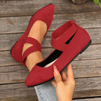 Damen Bequeme Ballerinas mit modischen Kreuzriemen R&B