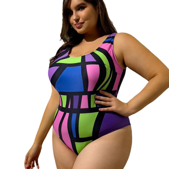 Damen Einteiler Badeanzug mit geometrischem Design R&B