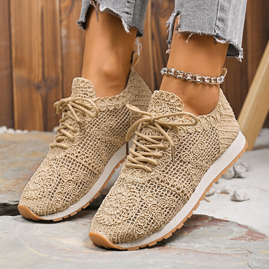 Damen Atmungsaktive Freizeitsneaker mit floralem Netzdesign R&B