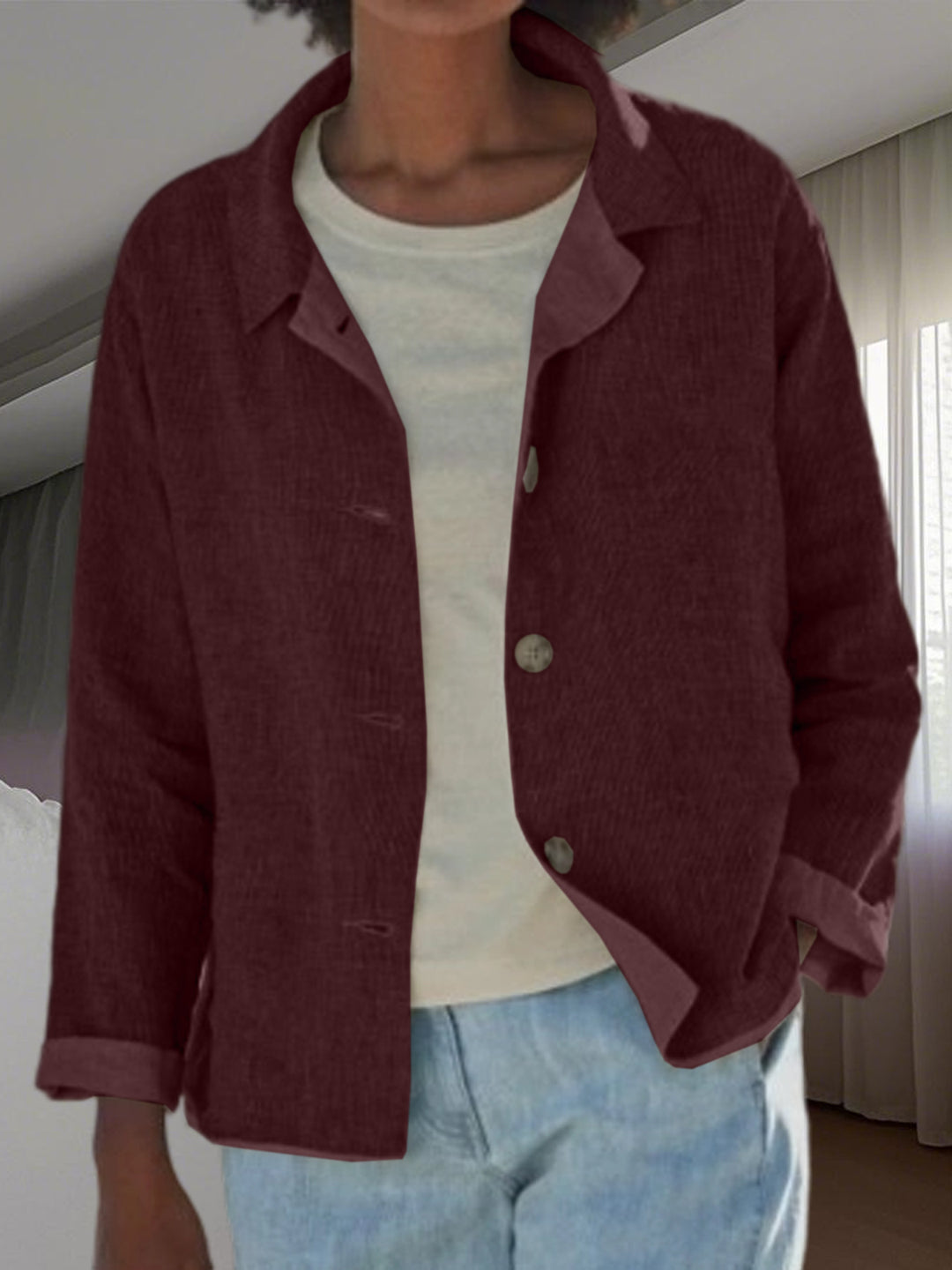 Damen Leichte Überwurfjacke mit strukturiertem Webmuster R&B