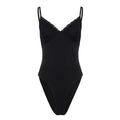 Damen eleganter Bodysuit mit Spitzenakzenten und verstellbaren Trägern R&B