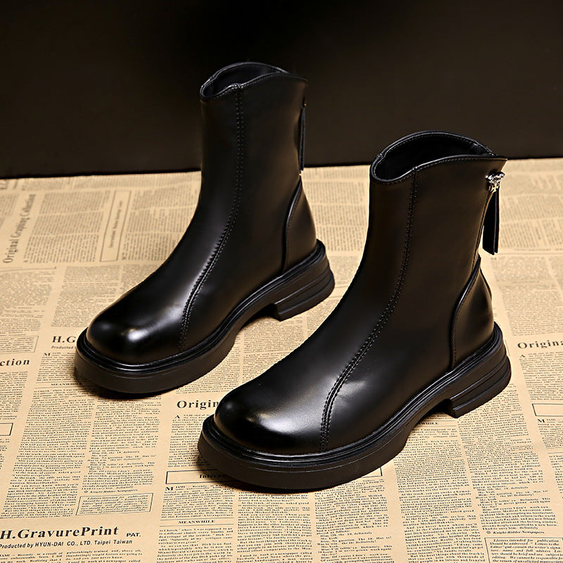 Damen Elegante und bequeme Stiefeletten aus hochwertigem Kunstleder mit seitlichem Reißverschluss R&B