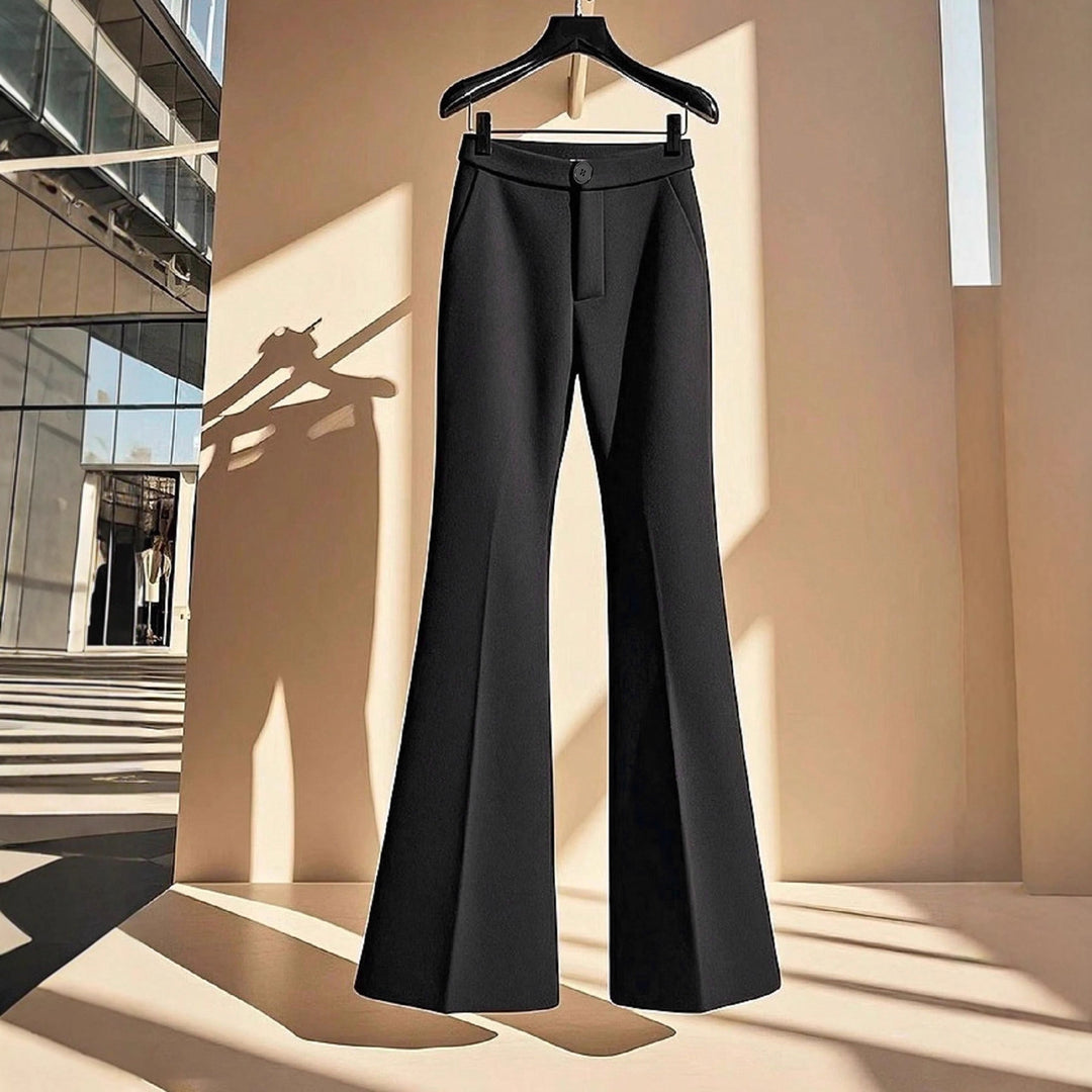 Damen elegante Flared-Hose mit hohem Bund und praktischen Eingrifftaschen R&B