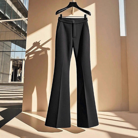 Damen elegante Flared-Hose mit hohem Bund und praktischen Eingrifftaschen R&B