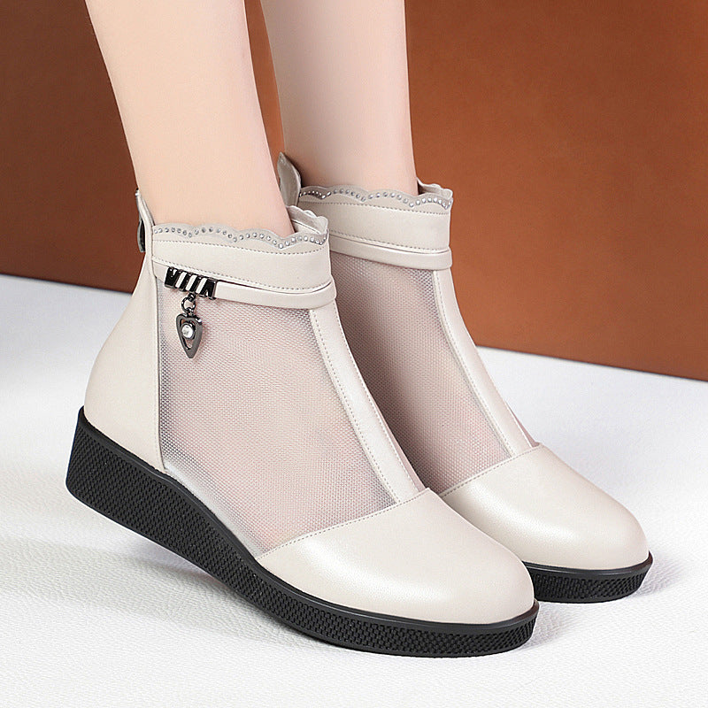 Damen Stiefeletten mit transparentem Mesh-Einsatz und modischem Schmuckdetail R&B