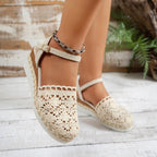 Damen geflochtene Espadrilles mit verstellbarem Riemen und rutschfester Sohle R&B