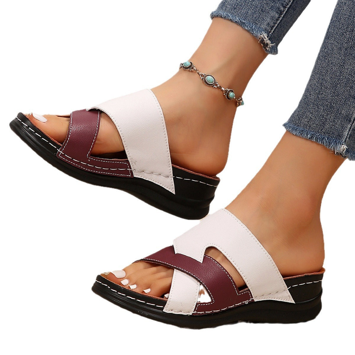 Damen Komfortable Clogs mit modischem Kreuzband-Design und ergonomischer Fußbettung R&B