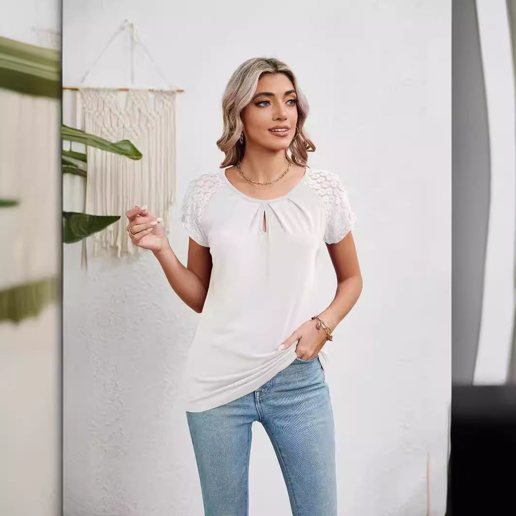 Damen T-Shirt mit Spitzendetails R&B
