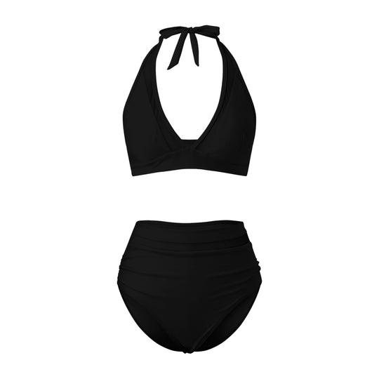 Damen Hochtailliertes Bademoden-Set mit stylischem Haltertop R&B