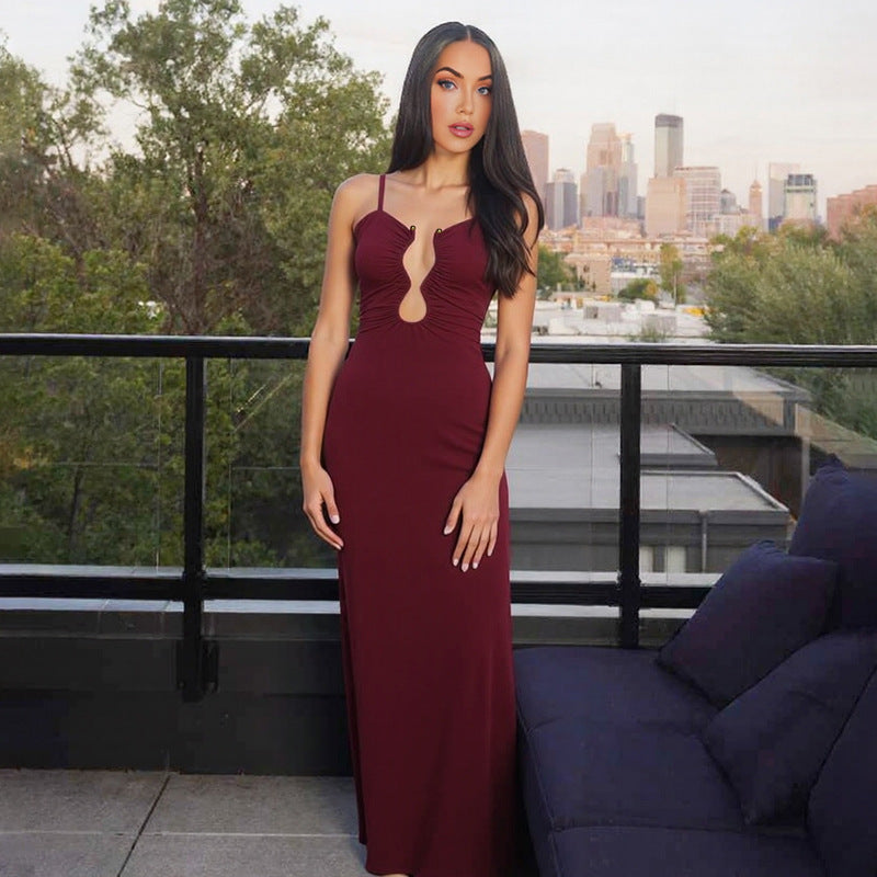 Damen Elegantes Maxikleid mit einzigartigem Schlüsselloch-Ausschnitt und figurschmeichelndem Schnitt R&B