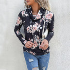 Damen gemütlicher Hoodie mit floralem Design und lässigem Schnitt R&B