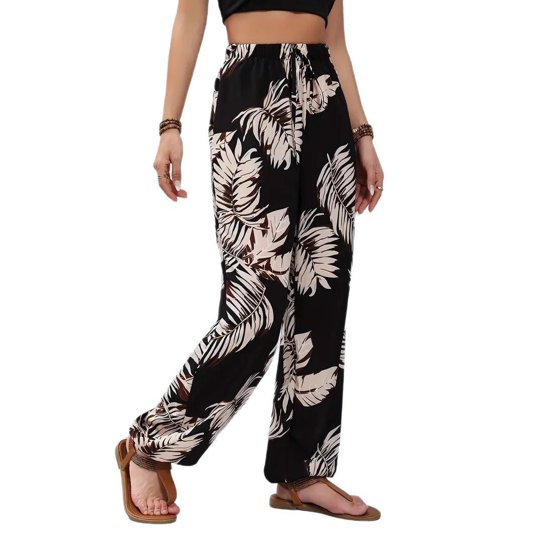 Damen Weite Palazzo-Hose mit floralem Muster und elastischem Bund R&B
