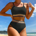 Damen Hochtaillierter Bikini-Set mit modischem Crop-Top und elastischem Bund R&B