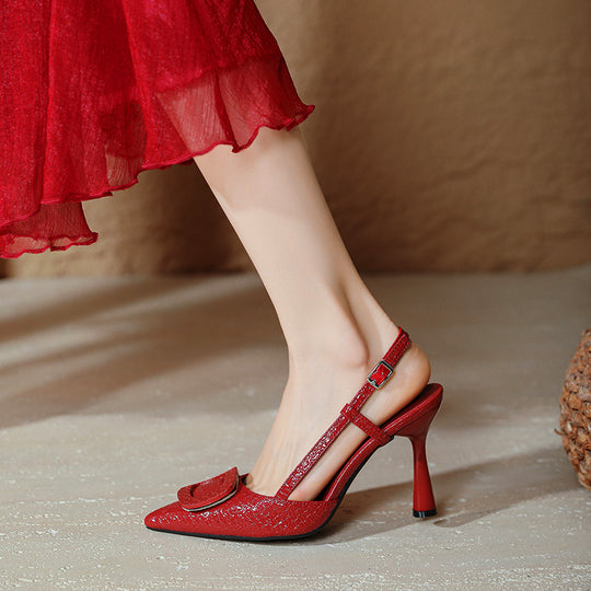 Damen Slingback-Pumps mit elegantem Kranz und schimmerndem Obermaterial R&B