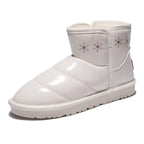 Damen modische Winterstiefel mit glänzenden Oberflächen und warmem Innenfutter R&B