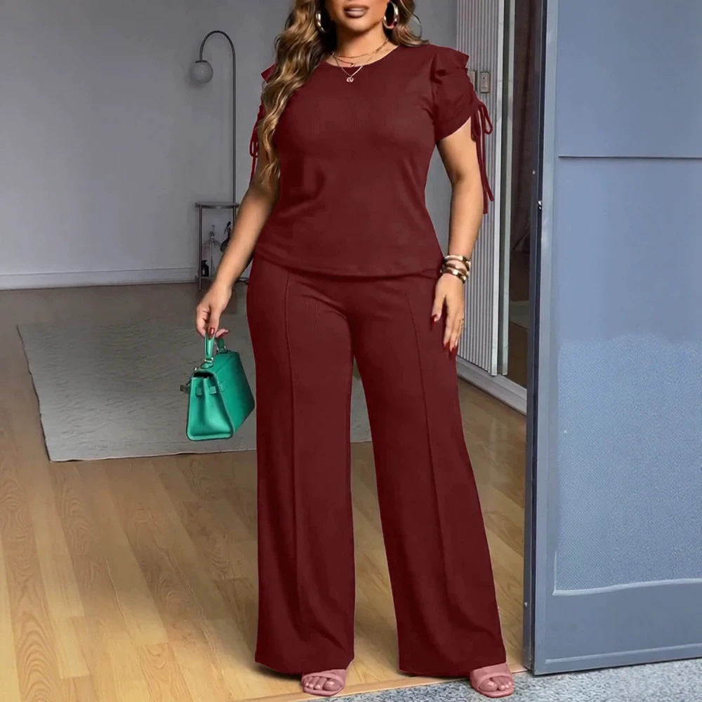 Damen Elegantes Freizeit-Anzugset mit Rüschendetails und weitem Schnitt R&B