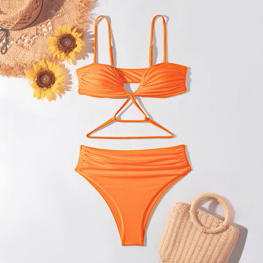 Damen Hochgeschnittener Bikini mit raffiniertem Wickel-Design R&B