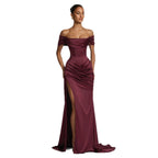 Damen Elegantes Off-Shoulder-Maxikleid mit seitlichem Schlitz