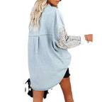 Damen Modische Hemdbluse mit Leopardenmustern und oversized Schnitt R&B