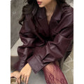 Damen Kunstlederjacke im modernen Oversize-Stil R&B