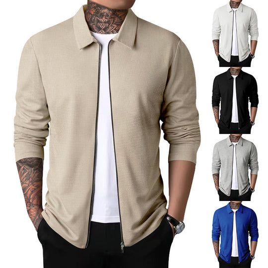 Herren Freizeitjacke mit durchgehendem Reißverschluss und strukturiertem Gewebe R&B