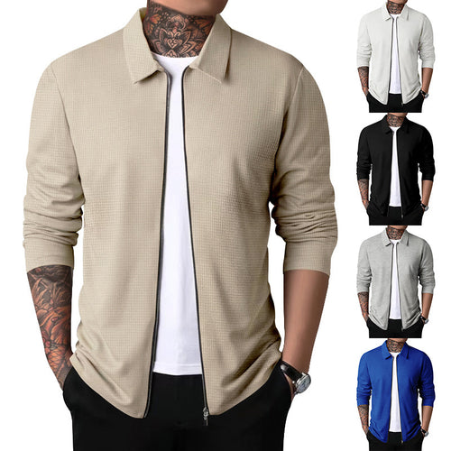 Herren Freizeitjacke mit durchgehendem Reißverschluss und strukturiertem Gewebe R&B