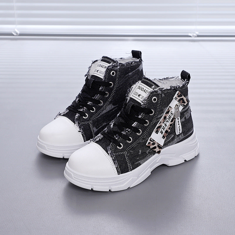 Damen High-Top Sneakers mit vintage Denim-Detail und verstärkter Sohle R&B