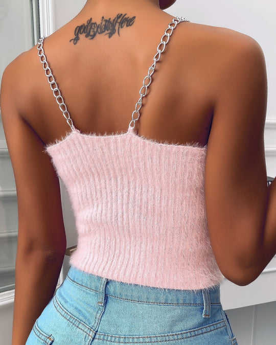 Damen cropped Top mit dekorativem Schmetterlings-Design und Kettenträger R&B