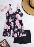 Damen Tankini mit floralem Wickeldesign und bequemen Shorts R&B