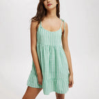 Damen Sommerliches Kurzkleid mit verstellbaren Trägern und Rüschensaum R&B
