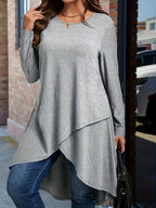 Damen asymmetrisches Langarmshirt mit elegantem Schnitt R&B