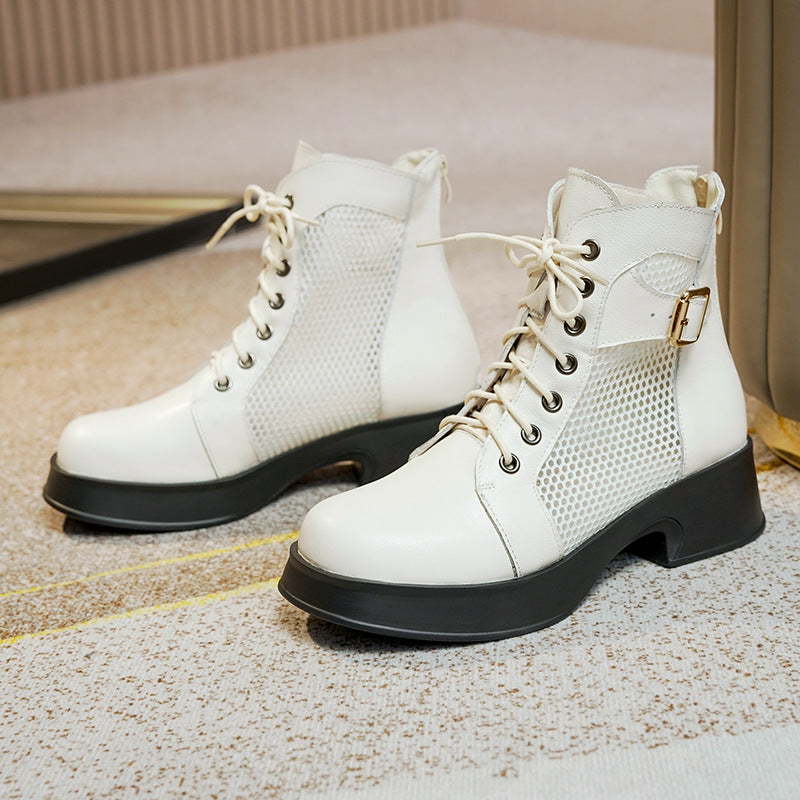 Damen Schnürstiefeletten mit Luftzirkulation und robustem Absatz R&B
