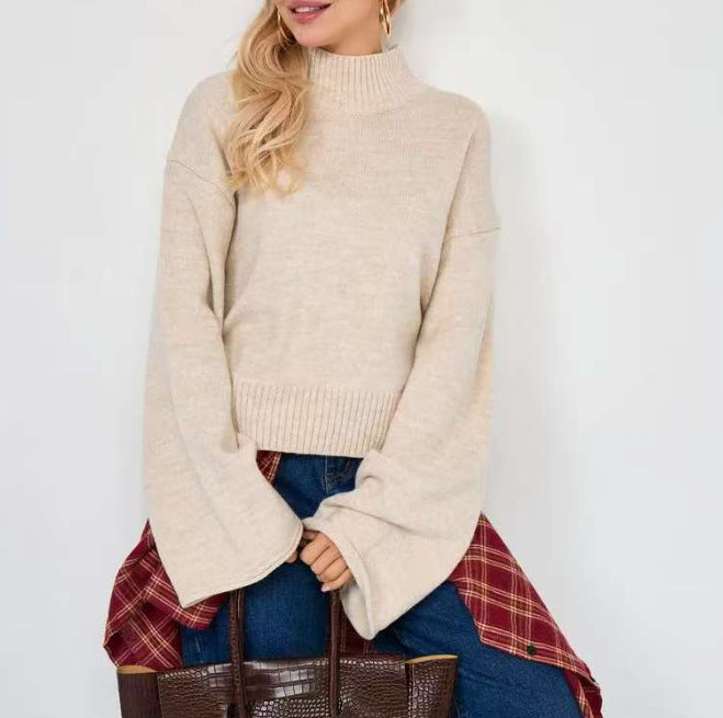 Damen Strickpullover mit lässigem Schnitt und Volumenärmeln R&B