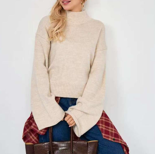Damen Strickpullover mit lässigem Schnitt und Volumenärmeln R&B