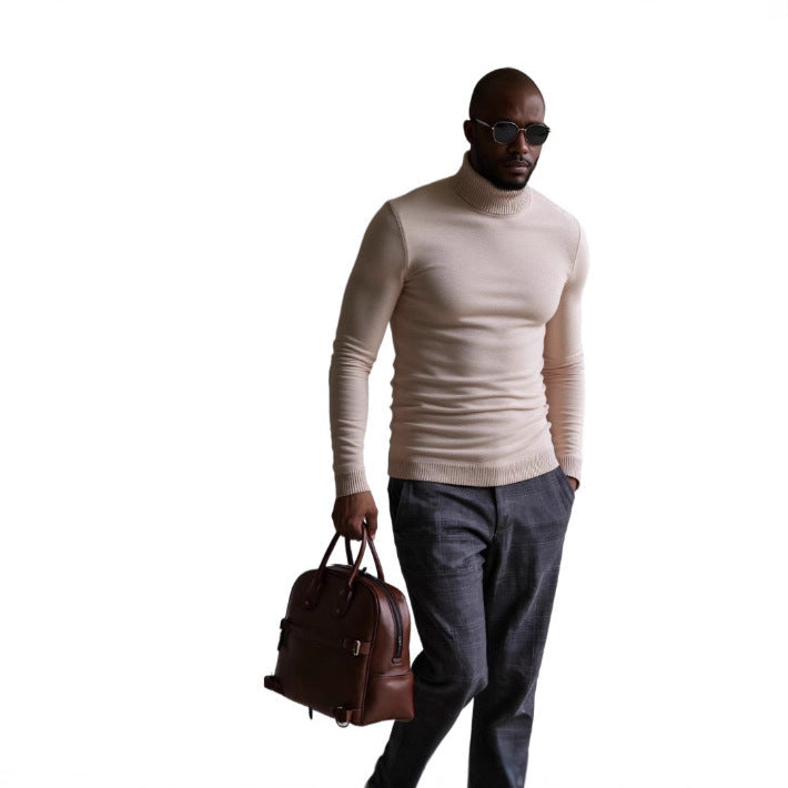 Herren rollkragen pullover mit feiner Struktur R&B