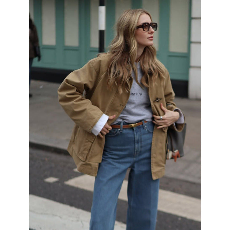 Damen Utility-Jacke mit klassischem Schnitt und hohem Kragen R&B