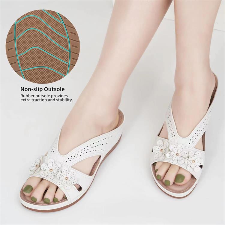 Damen komfortable Riemensandalen mit floralen Applikationen R&B