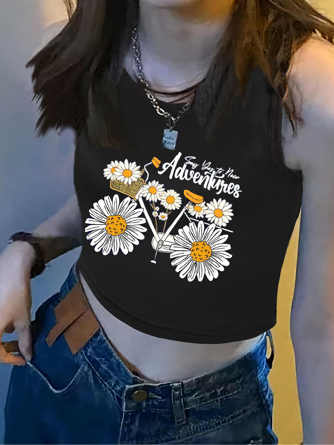 Damen Crop-Top mit auffälligem Schriftzug und körpernahem Schnitt R&B