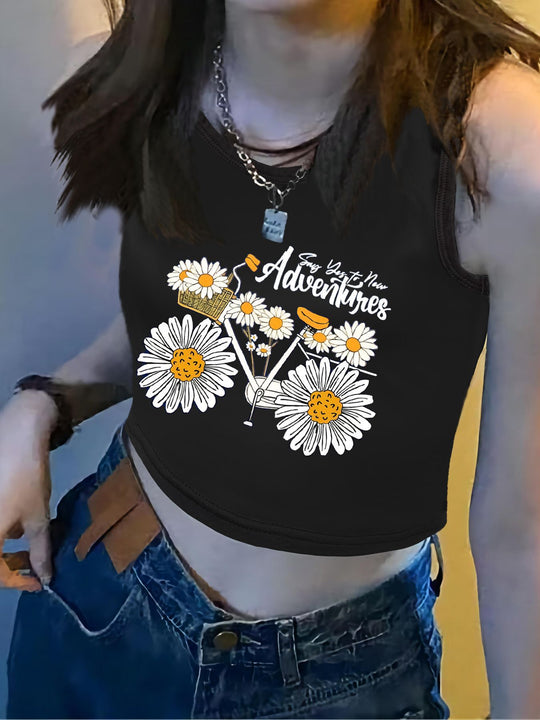 Damen Crop-Top mit auffälligem Schriftzug und körpernahem Schnitt R&B