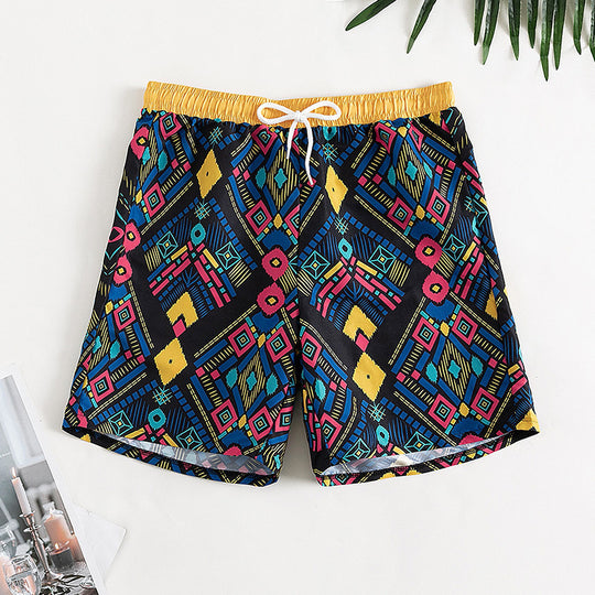 Damen Badeshorts mit auffälligem geometrischen Muster R&B