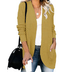 Damen lässige Strickjacke mit offenen Ärmeln und praktischen Taschen R&B