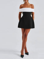 Damen Off-Shoulder Cocktailkleid mit voluminösem Rock R&B
