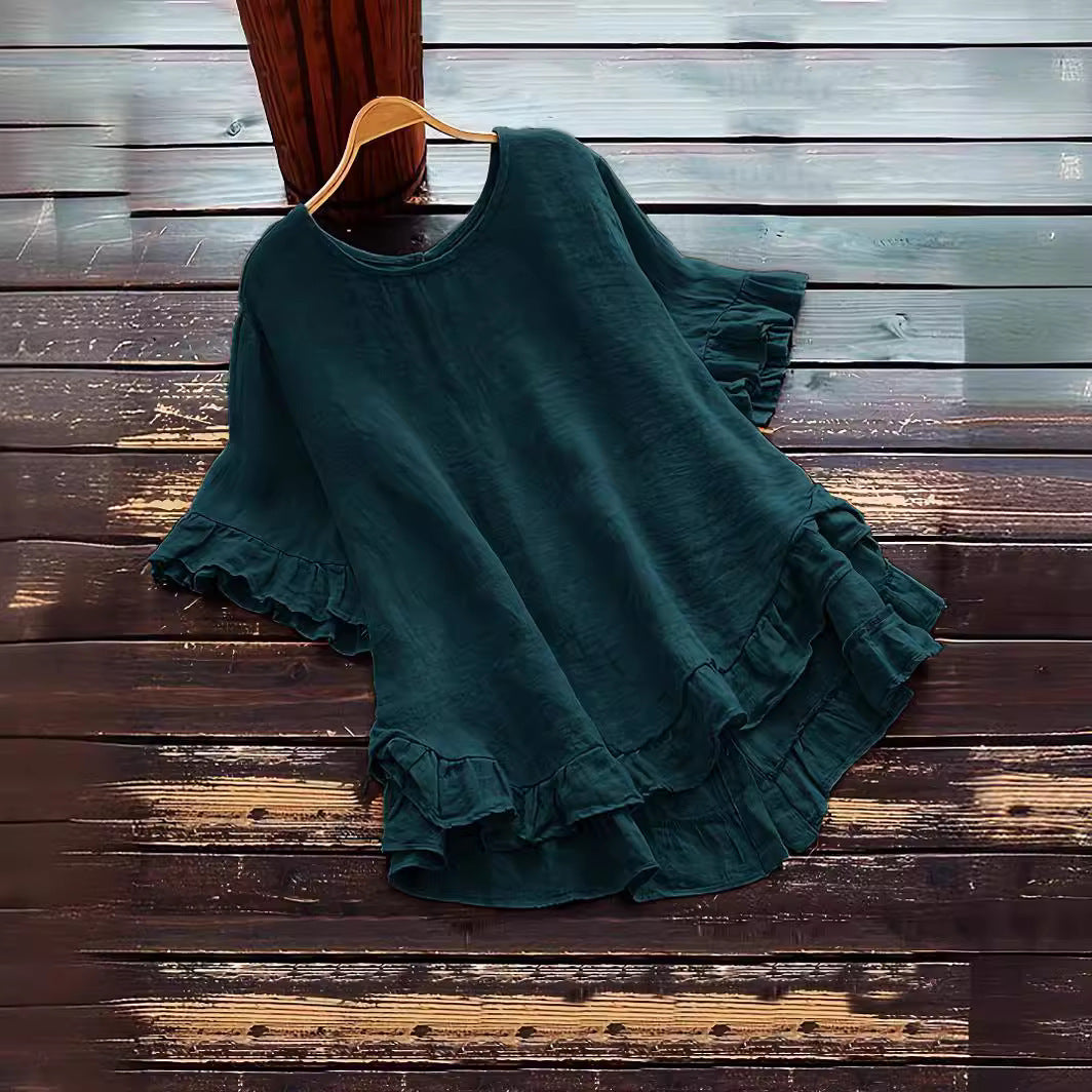 Damen lässiges Oberteil mit Rüschendetails und weit geschnittenem Design R&B