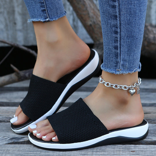 Damen bequeme Freizeitsandalen mit elastischem Obermaterial und ergonomischer Sohle R&B