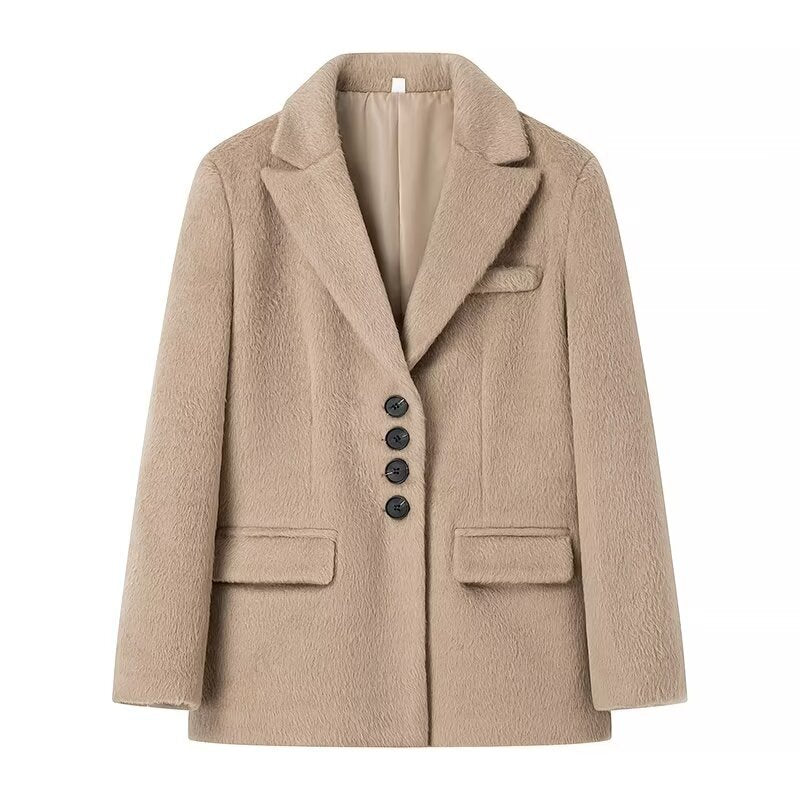 Damen elegante Veloursjacke mit klassische Knopfdetails R&B