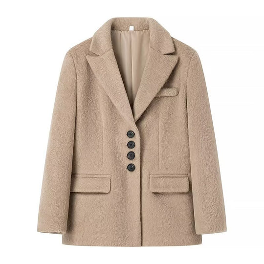 Damen elegante Veloursjacke mit klassische Knopfdetails R&B