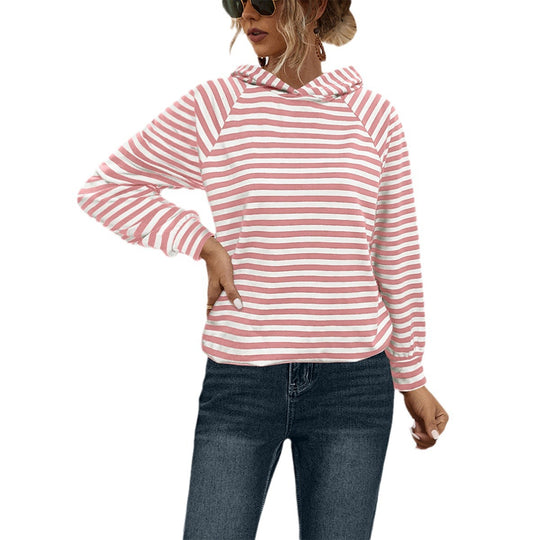 Damen Kapuzensweatshirt mit gestreiftem Design und modernem Schnitt R&B