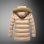 Herren gesteppte Winterjacke mit abnehmbarem Kunstfellkragen und praktischen Taschen R&B